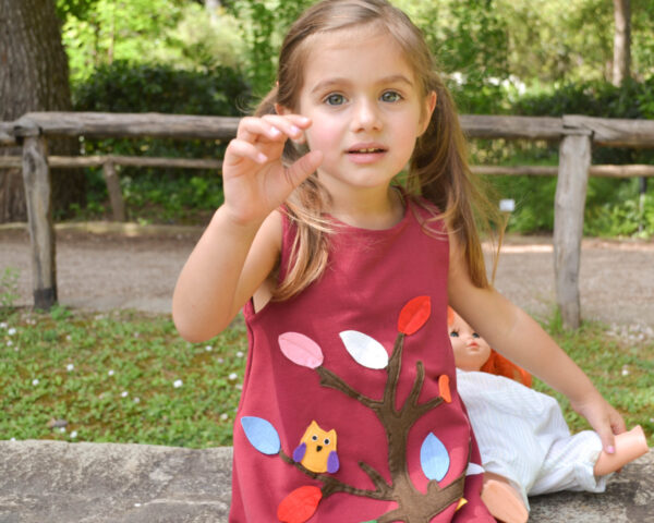 Felted tree Tree dress Colorful clothes Handmade dress Applique tree Girl's dress Fall Dress Dress with Tree Applique Spring outfit Autumn