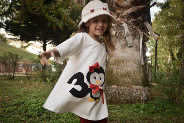 Penguin Dress Applique Penguins Girl's dress Birthday Christmas gift White dress Winter outfit Cute clothes Toddler dress Penguin party