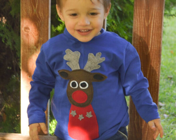 Reinder sweatshirt  Rundolf sweatshirt Christmas sweatshirt  Red sweatshirt Blue sweatshirt Reinder applique Christmas shirt Boy' sweatshirt