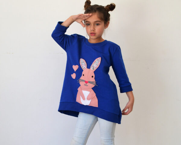 Easter bunny Bunny shirt Easter shirt Girl's dress Easter outfit Infant dress Pink bunny Blue shirt Easter gift Easter bunny sweatshirt