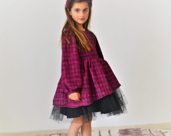 Fuchsia checkered dress - Toddler's Dress - Girls Check Dress - Checkered Dress - Girl's Dress - Party Dress - Birthday Dress - Formal Dress