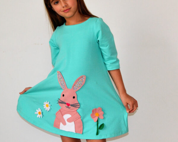 Easter bunny Bunny dress Easter dress Girl's dress Easter outfit Infant dress Pink bunny Easter gift Easter bunny dress Teal dress Spring