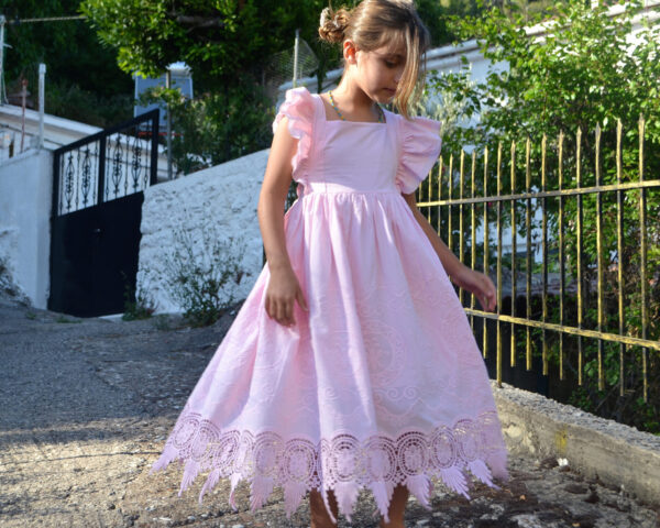 Pink embroidery dress Flower dress Baptism dress Pink girls dress Birthday party Special occasion Baby pink dress Pink toddlers dress