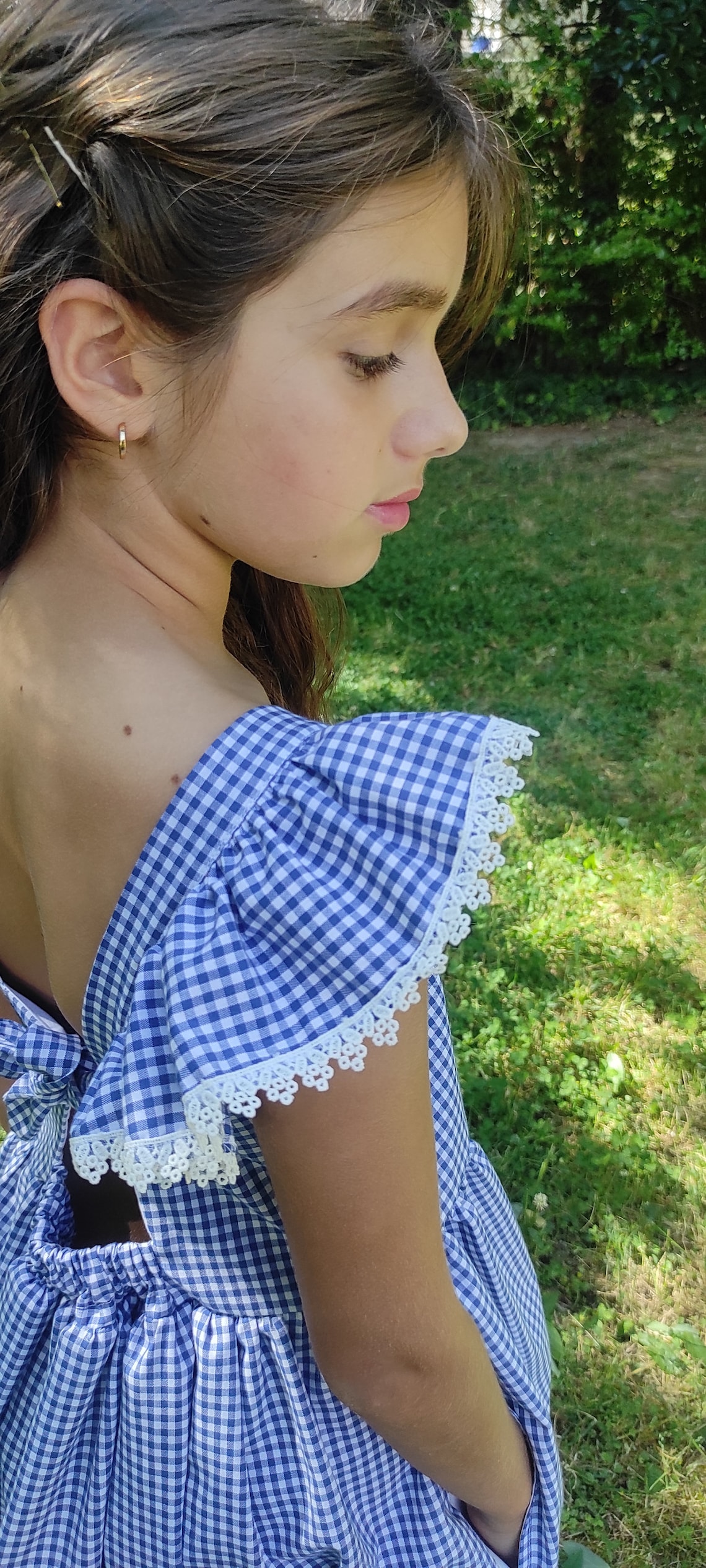 Blue checked dress – Happy Button Store